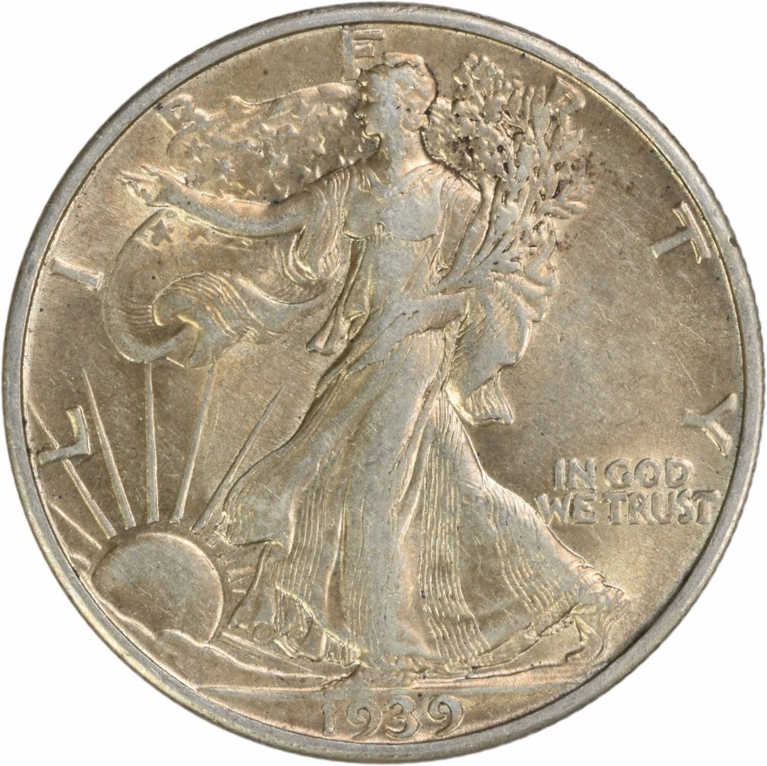1939-S Walking Liberty Half Dollar 50C AU Uncertified Silver Coin: 1939-S Walking Liberty Half Dollar 50C AU Uncertified Silver Coin This 1939-S Walking Liberty Silver Half Dollar is a remarkable piece for collectors, featuring a beautiful design by Adolph Alexander