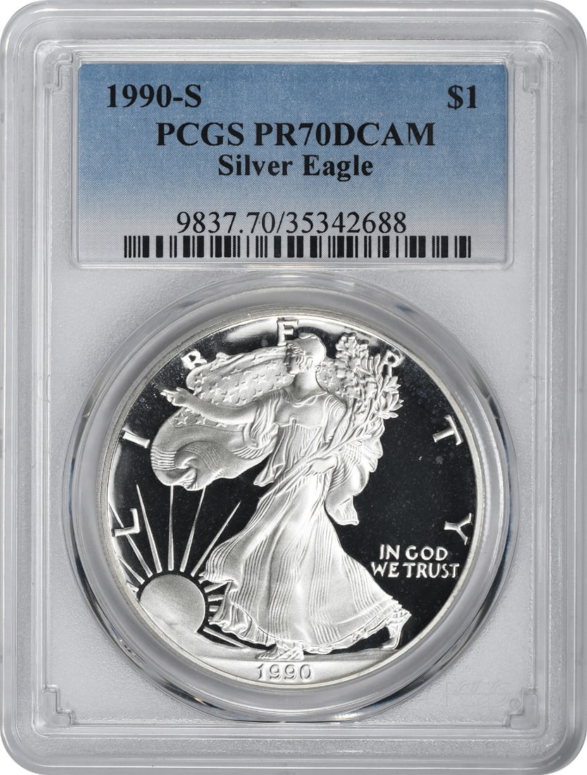 Proof 1990-S Silver American Eagle Dollar PCGS PR70 Deep Cameo Certified (1 of 1)