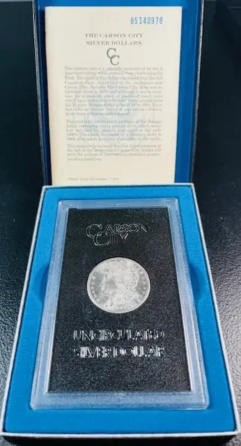 1885 CC Morgan Silver Dollar Uncirculated GSA Hoard with COA (1 of 5)