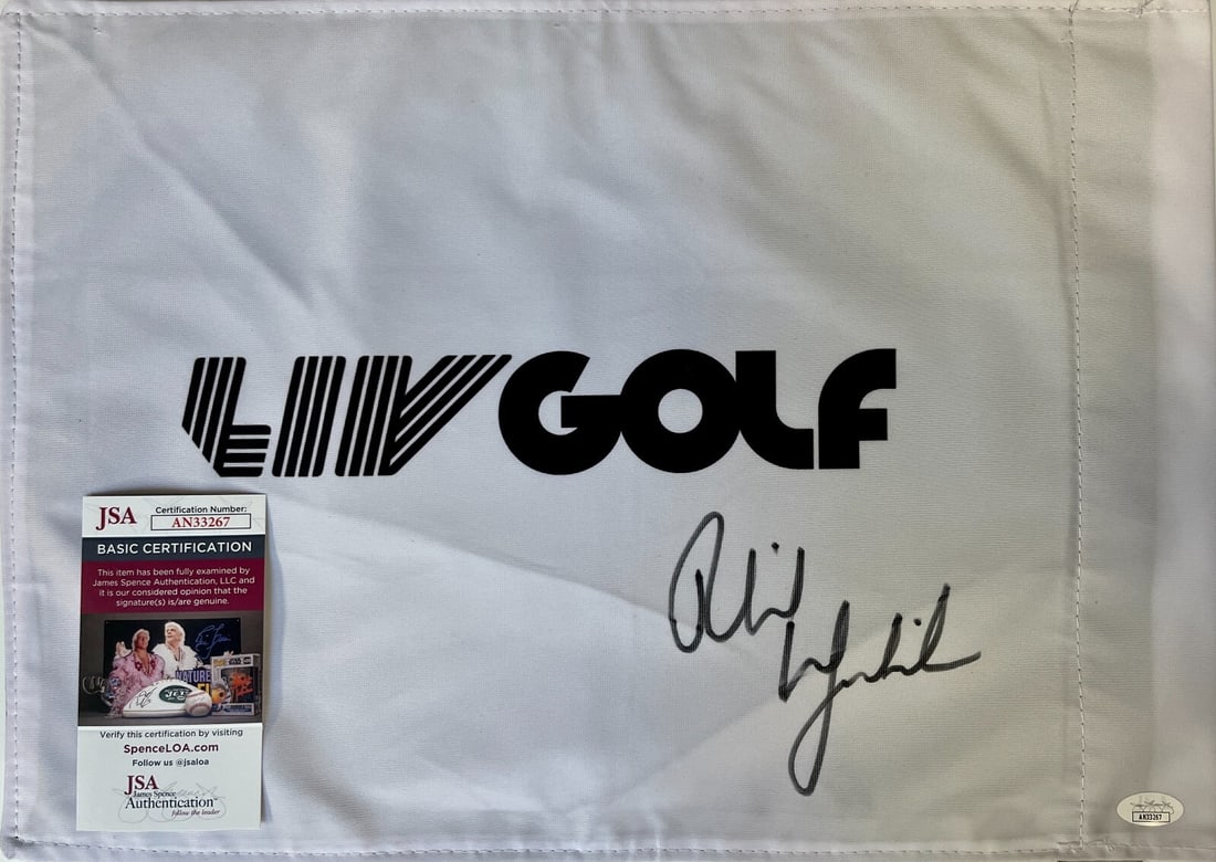 Phil Mickelson Autographed LIV Golf #18 Pin Flag JSA Certified: Phil Mickelson Autographed LIV Golf #18 Pin Flag JSA Certified Official LIV Golf #18 pin flag signed by PGA/LIV star Phil Mickelson. This item features a clear and authentic autograph, verified by Jam