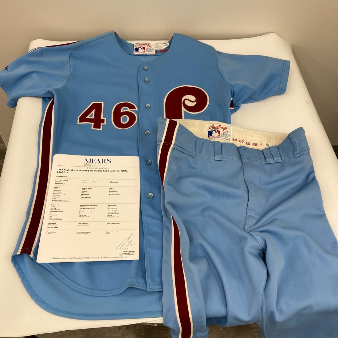 Kevin Gross Game Used Philadelphia Phillies Jersey MEARS A10 with COA: Kevin Gross Game Used Philadelphia Phillies Jersey MEARS A10 with COA Own a piece of baseball history with this authentic Kevin Gross Game Used Philadelphia Phillies Jersey Uniform, featuring both the