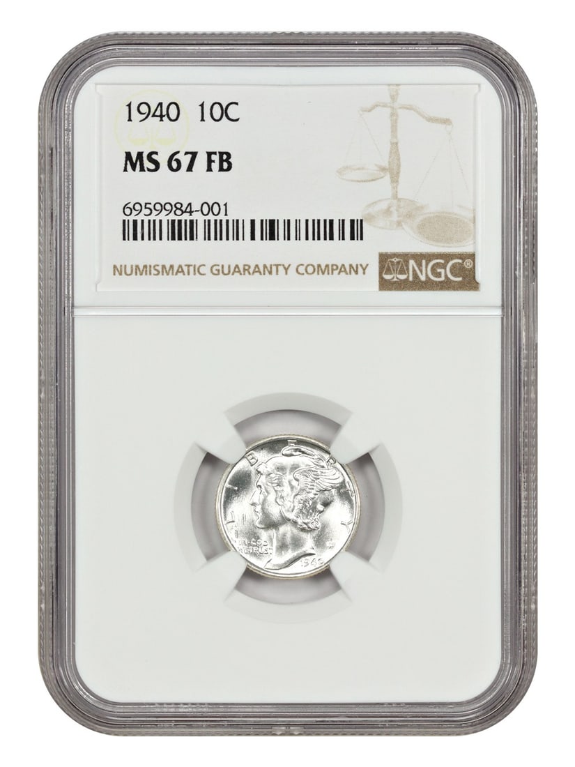 1940 Mercury Dime NGC MS67 FB Uncirculated 10C Coin (1 of 4)