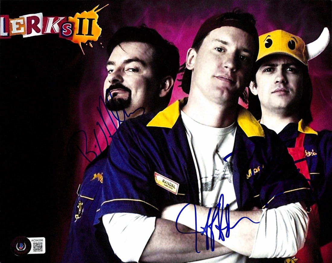 Clerks II Autographed 8x10 Photo by O'Halloran Anderson Fehrman Beckett LOA: Clerks II Autographed 8x10 Photo by O'Halloran Anderson Fehrman Beckett LOA This is an autographed 8x10 photograph from the film Clerks II, featuring the signatures of actors Brian O'Halloran, Jeff An