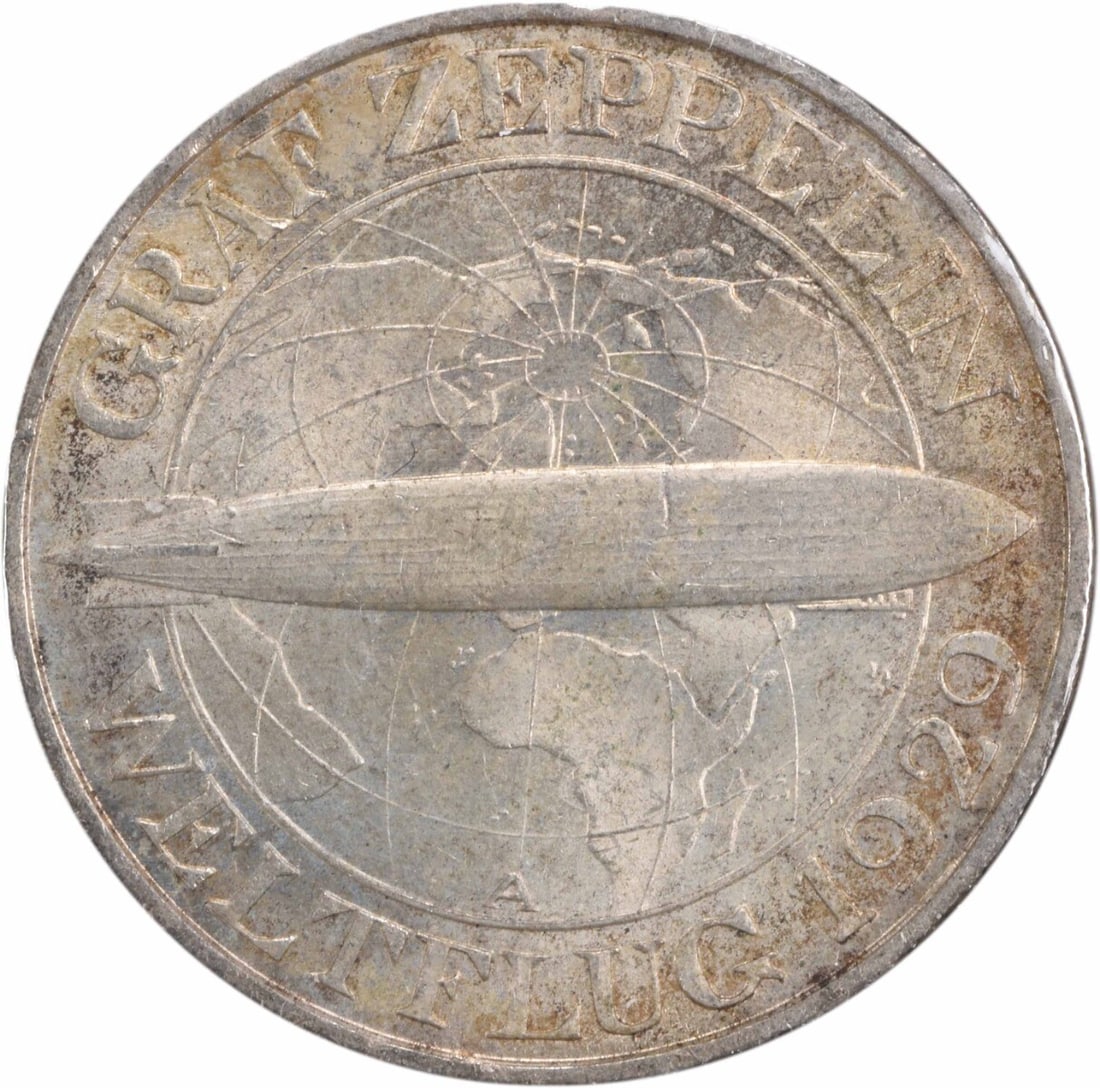 1930 Germany 3 Mark Coin KM67 Uncertified Silver BU: 1930 Germany 3 Mark Coin KM67 Uncertified Silver BU This 1930 Germany 3 Mark Zeppelin coin (KM67) features a stunning uncirculated condition with a Brilliant Uncirculated (BU) grade. Crafted from silv