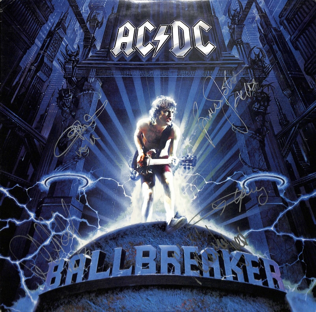 Rare Autographed AC/DC Ballbreaker Album All 5 Members Beckett LOA: Rare Autographed AC/DC Ballbreaker Album All 5 Members Beckett LOA This is an original autographed AC/DC 'Ballbreaker' album signed by all five iconic members of the band: Angus Young, Malcolm Young,
