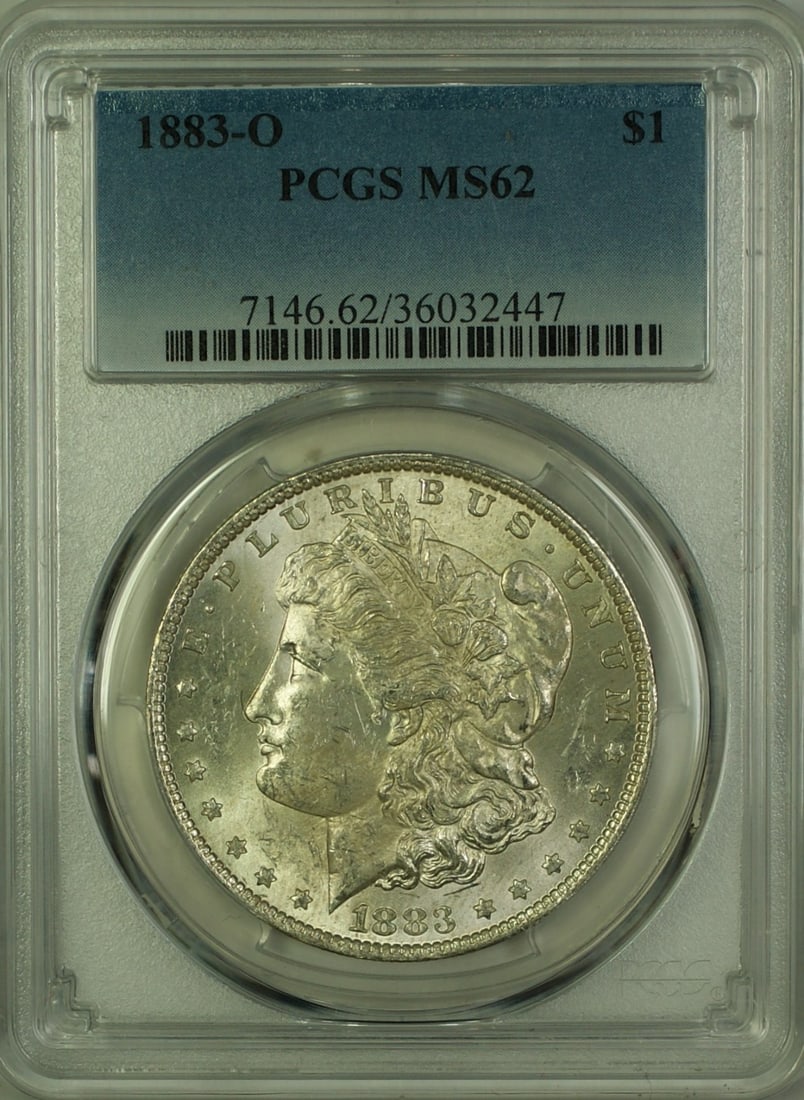 PCGS MS-62 1883-O Morgan Dollar Silver Coin Lightly Toned Uncirculated: PCGS MS-62 1883-O Morgan Dollar Silver Coin Lightly Toned Uncirculated This is an 1883-O Morgan Silver Dollar $1 coin from the United States, certified by PCGS with a grade of MS 62. Minted in New Orl