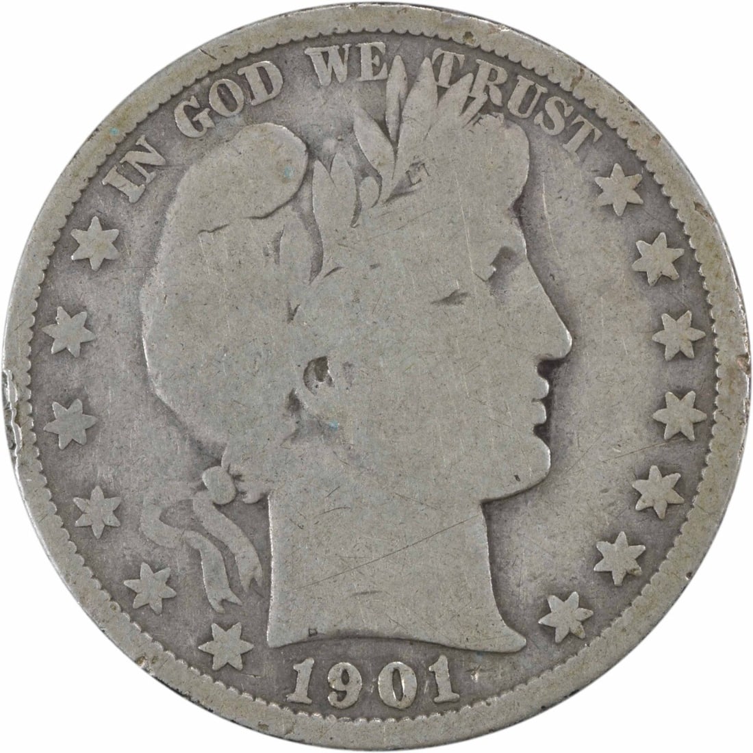 1901-S Barber Half Dollar 50C Silver Uncertified Coin (1 of 2)