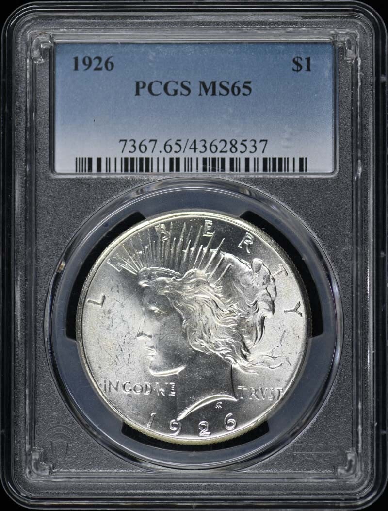1926 Peace Dollar PCGS MS65 Uncirculated Philadelphia Coin: 1926 Peace Dollar PCGS MS65 Uncirculated Philadelphia Coin This 1926 Peace Dollar is a remarkable piece of numismatic history, graded MS65 by PCGS, ensuring its exceptional quality and uncirculated co