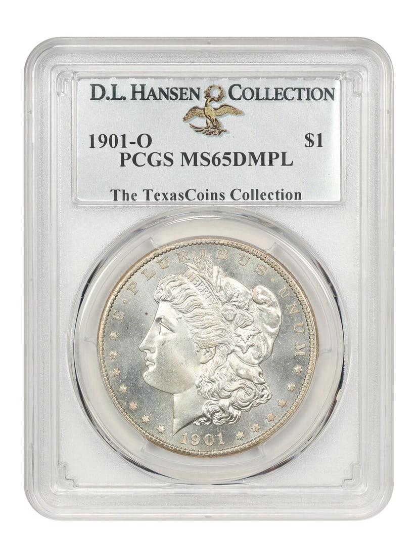 1901-O Morgan Dollar PCGS MS65 DMPL Uncirculated New Orleans: 1901-O Morgan Dollar PCGS MS65 DMPL Uncirculated New Orleans This 1901-O Morgan Dollar is a certified uncirculated coin graded MS65 DMPL by PCGS, featuring stunning deep mirror-like surfaces. It showc
