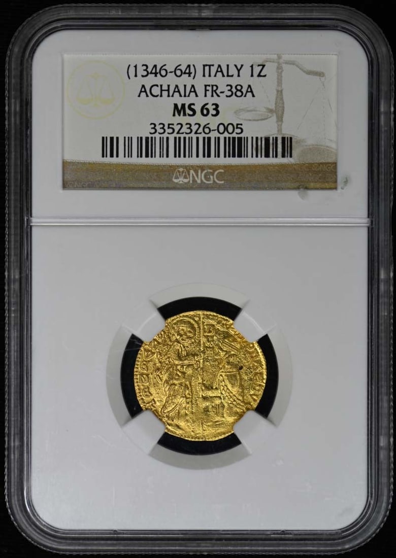 Italy Achaia Gold 1Z Coin NGC MS63 Certification 1346-64 (1 of 4)