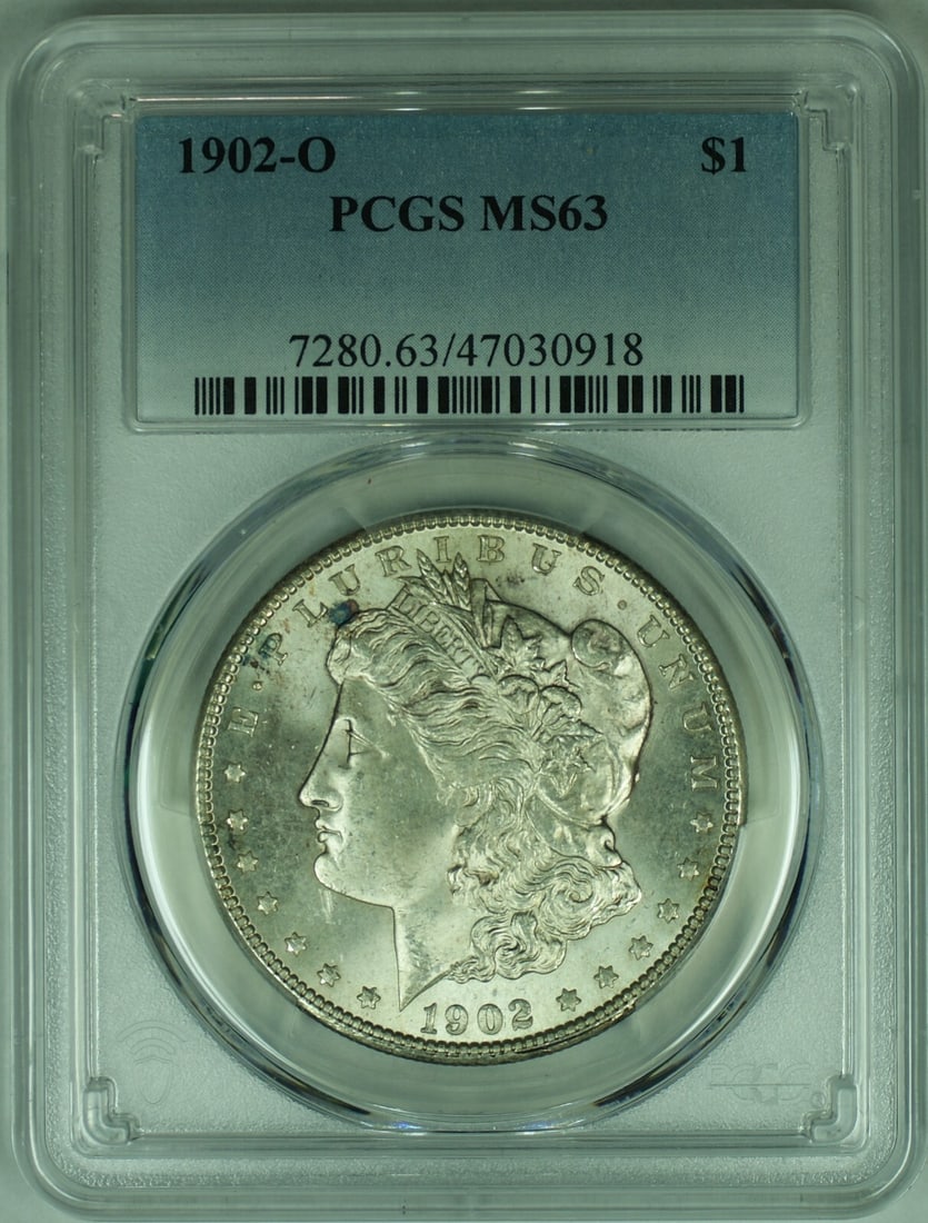 PCGS MS-63 1902-O New Orleans Morgan Silver Dollar: PCGS MS-63 1902-O New Orleans Morgan Silver Dollar This is an uncirculated 1902-O Morgan Silver Dollar coin from the United States, certified by PCGS with a grade of MS-63. Minted in New Orleans, this
