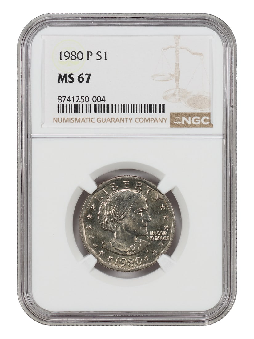 1980 Philadelphia Susan B Anthony Dollar NGC MS67 Certified SBA$1 Coin (1 of 4)