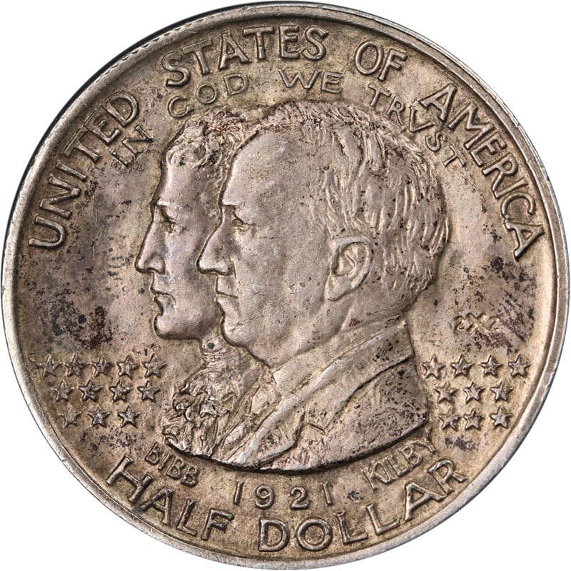 1921 Alabama Commemorative Half Dollar Uncirculated BU+ Silver: 1921 Alabama Commemorative Half Dollar Uncirculated BU+ Silver This 1921 Alabama Commemorative Half Dollar showcases exceptional eye appeal, featuring beautiful luster and a striking design. Graded as