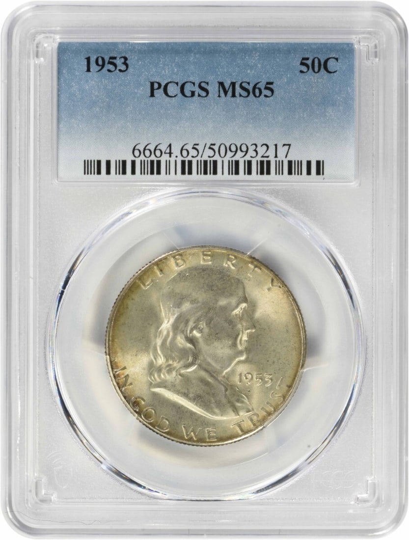 1953 Philadelphia Franklin Half Dollar 90 Percent Silver PCGS MS65 (1 of 2)
