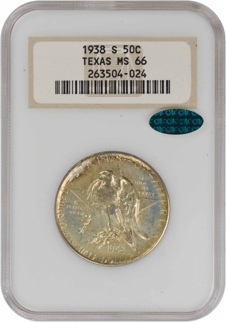 1938-S Texas Half Dollar Commemorative Silver Coin MS66 NGC CAC (1 of 2)
