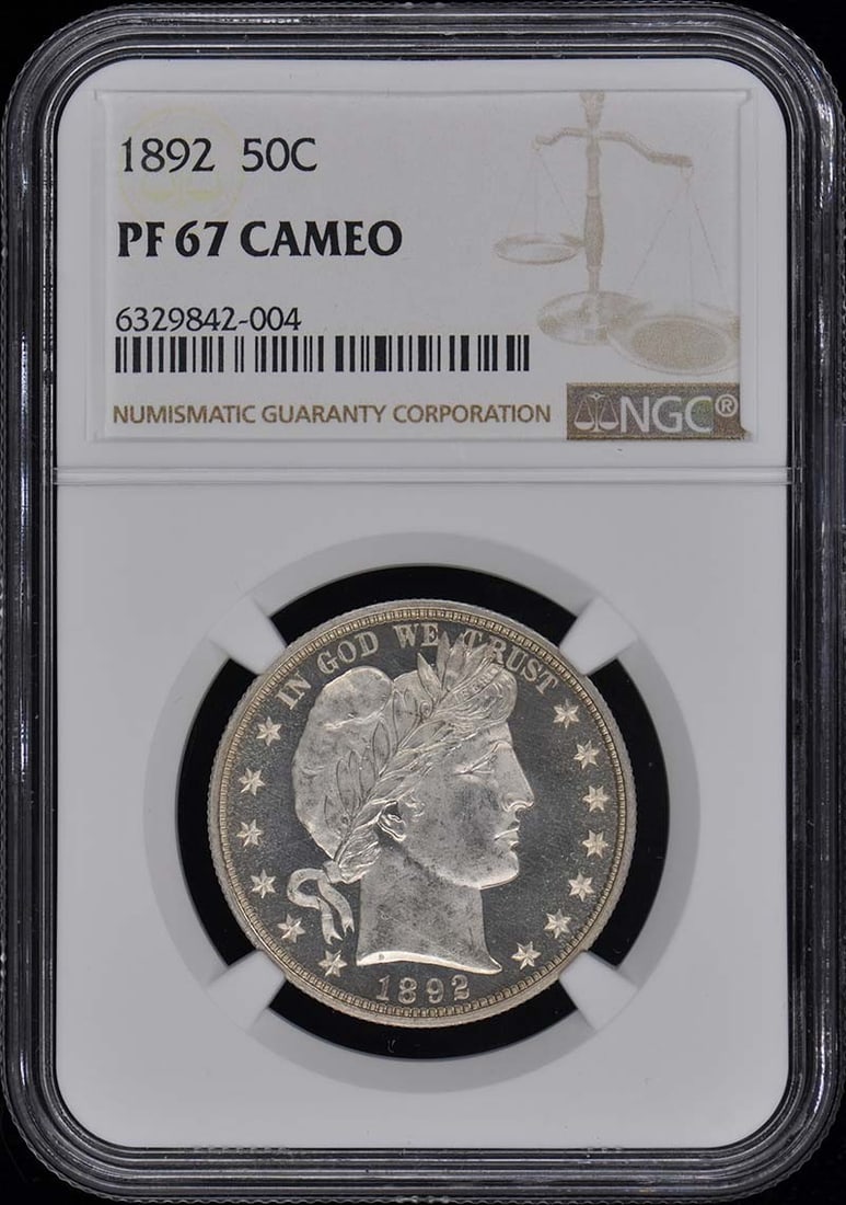 1892 Barber Half Dollar NGC PR67CAM Proof Uncirculated Coin: 1892 Barber Half Dollar NGC PR67CAM Proof Uncirculated Coin This stunning 1892 Barber Half Dollar is graded PR67CAM by NGC, ensuring its exceptional quality and proof strike. As an uncirculated coin f