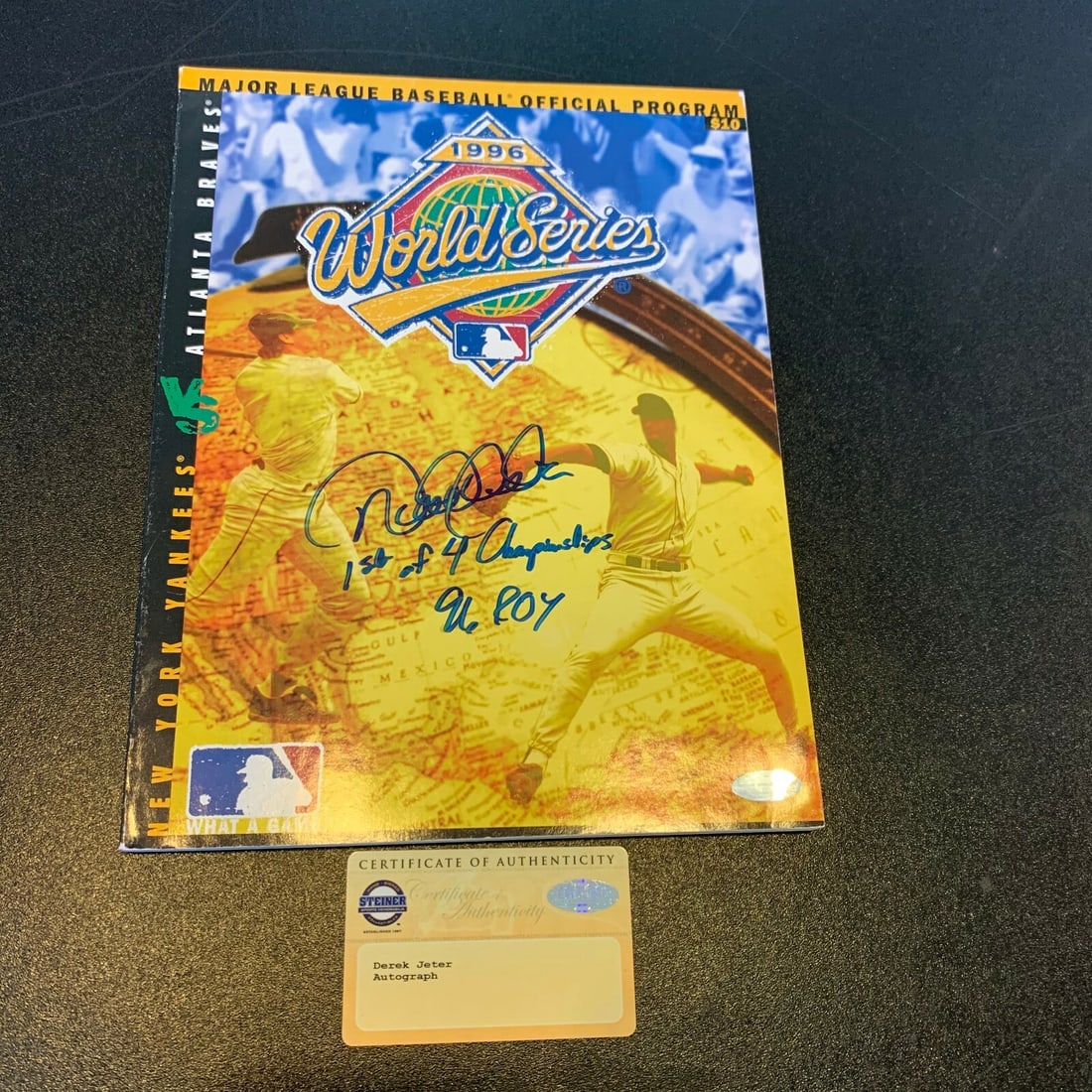 Derek Jeter Signed 1996 World Series Program Steiner COA Original: Derek Jeter Signed 1996 World Series Program Steiner COA Original Celebrate baseball history with this original signed 1996 World Series program, commemorating Derek Jeter's remarkable achievement as