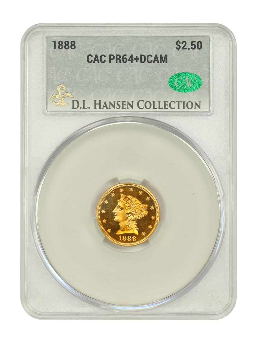 1888 Liberty Head $2.50 CACG PR64+DCAM Coin - Limited Mintage: 1888 Liberty Head $2.50 CACG PR64+DCAM Coin - Limited Mintage This exquisite 1888 Liberty Head $2.50 coin is certified by CACG with a certification number of 656577243. Graded PR64+DCAM, it represents