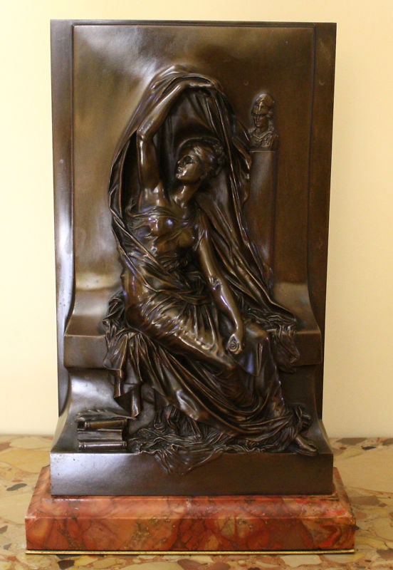 1907 Art Nouveau Plaque by Henri Chapu Marble and Bronze (1 of 9)