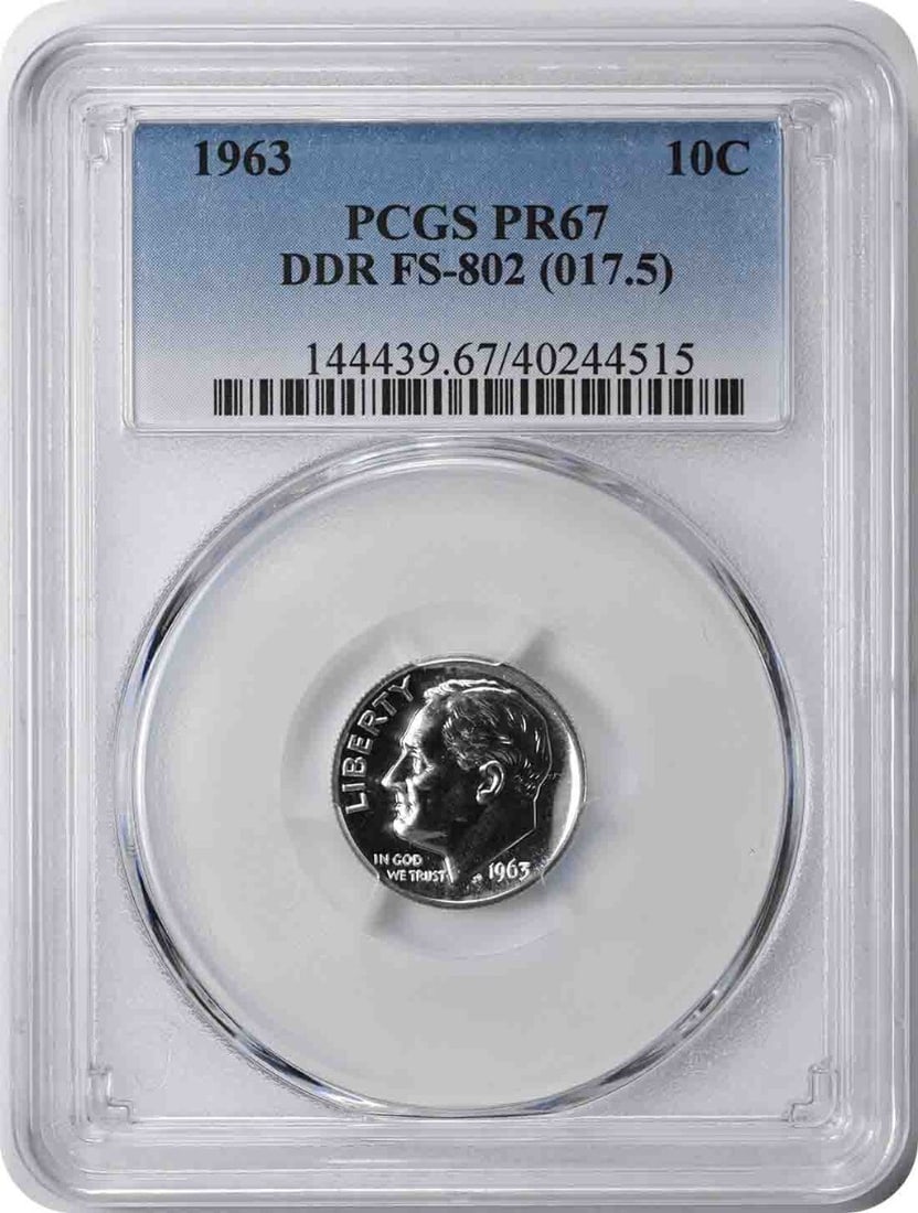 1963 Roosevelt Dime Proof PR67 PCGS 90% Silver Uncirculated: 1963 Roosevelt Dime Proof PR67 PCGS 90% Silver Uncirculated This 1963 Roosevelt Dime is a stunning example of American coinage, featuring a proof strike with a high-grade PR67 certification from PCGS.
