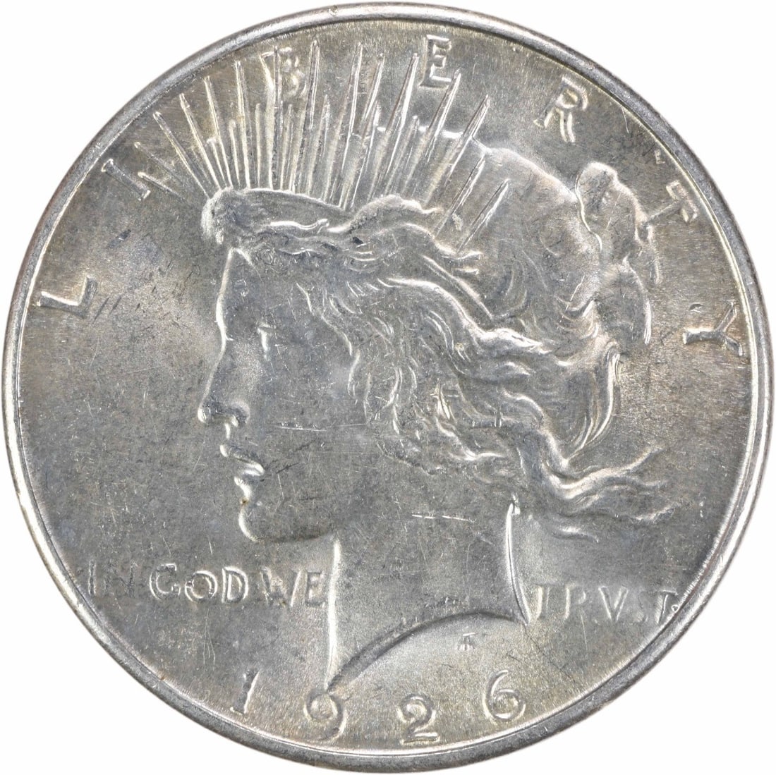 1926-S Peace Silver Dollar Uncertified Brilliant Uncirculated: 1926-S Peace Silver Dollar Uncertified Brilliant Uncirculated This 1926-S Peace Silver Dollar is a stunning addition to any coin collection, featuring a brilliant uncirculated finish. Struck in silver