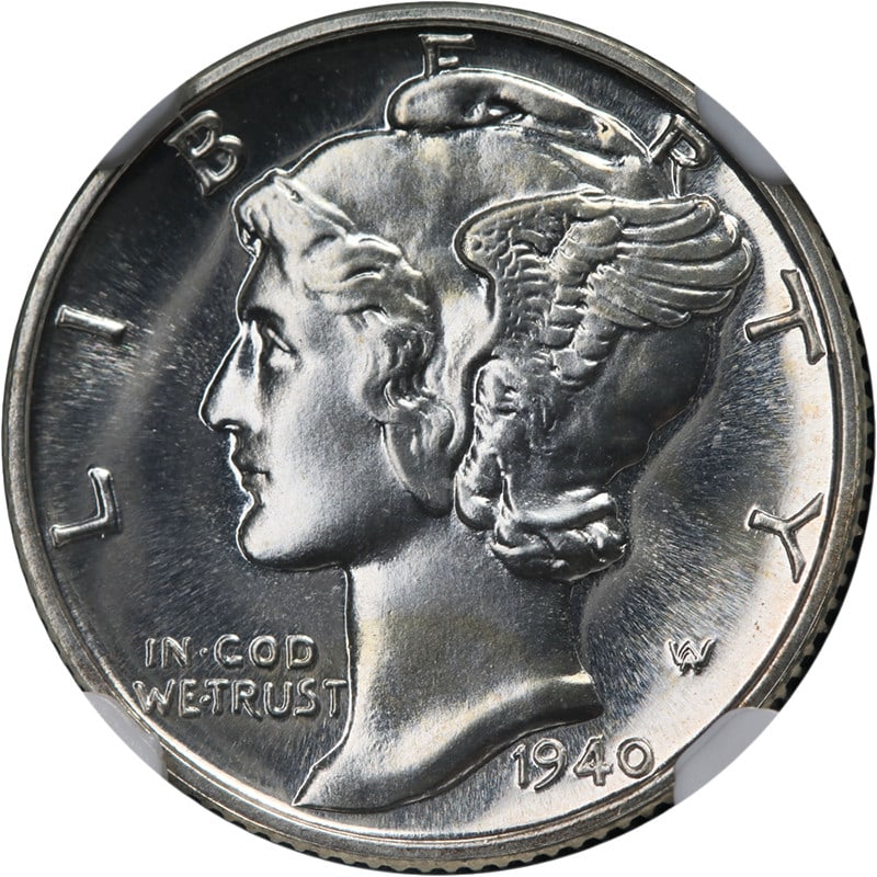 1940 Mercury Dime Proof NGC PF68 Exceptional Luster Strong Strike: 1940 Mercury Dime Proof NGC PF68 Exceptional Luster Strong Strike This original 1940 Mercury Dime, graded NGC PF68, features superb eye appeal with fantastic luster and a strong strike. The coin exhib