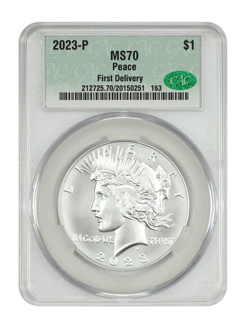 CACG MS70 2023 Philadelphia Peace Dollar First Delivery Uncirculated (1 of 4)