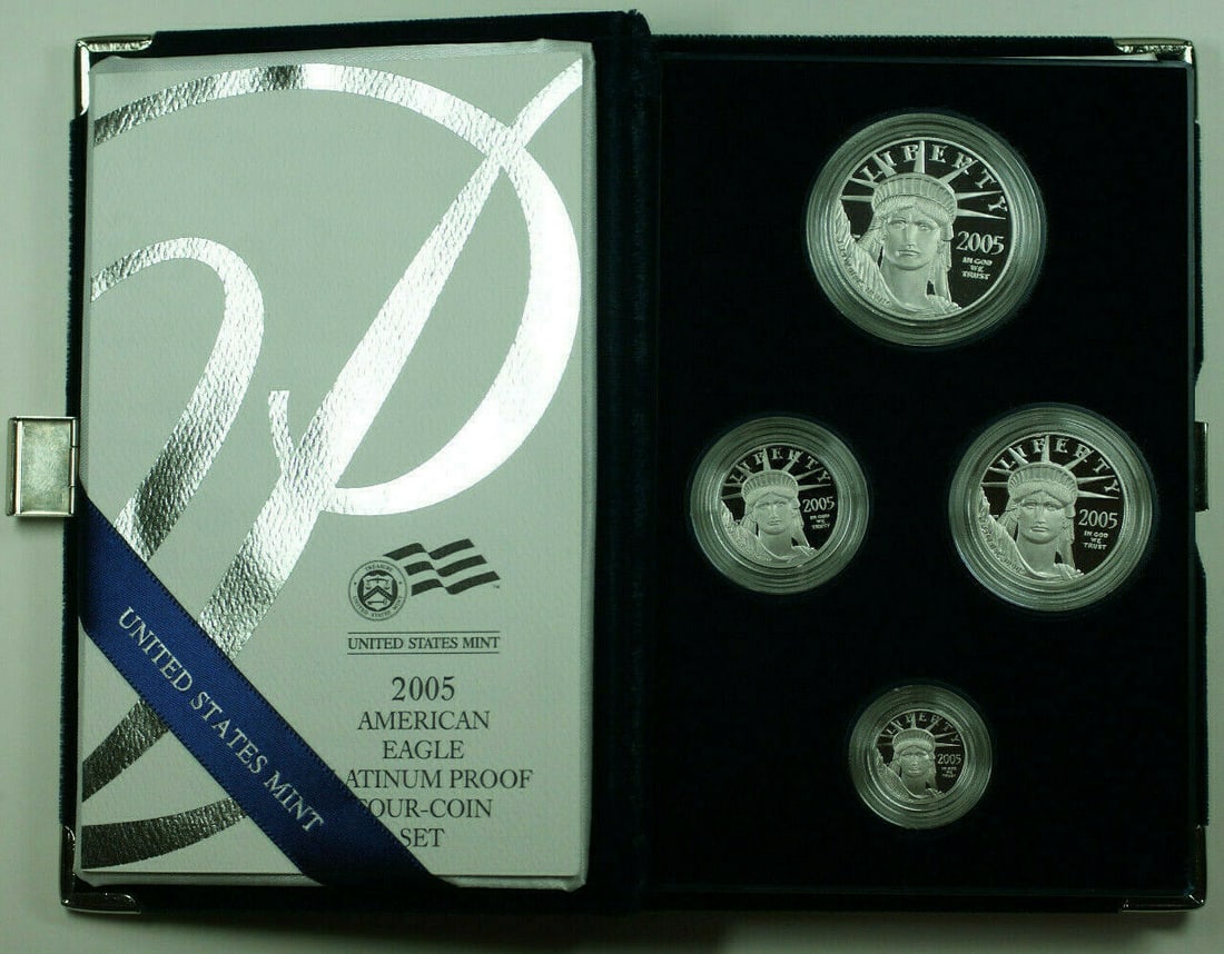 Platinum American Eagle 4 Proof Coin Set 2005 With Box and COA (1 of 5)