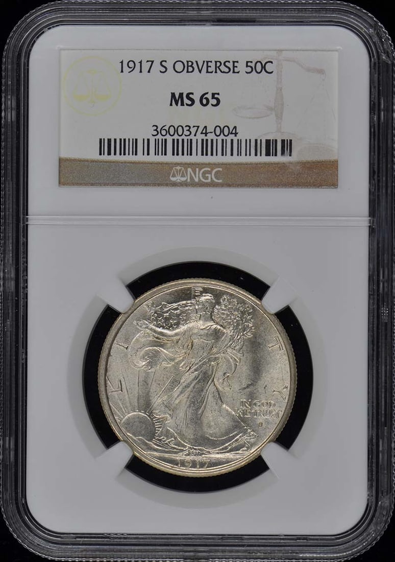 1917-S Walking Liberty Half Dollar NGC MS65 Uncirculated Coin: 1917-S Walking Liberty Half Dollar NGC MS65 Uncirculated Coin This 1917-S Walking Liberty Half Dollar, graded MS65 by NGC, is a stunning example of American coinage. Struck at the San Francisco mint,