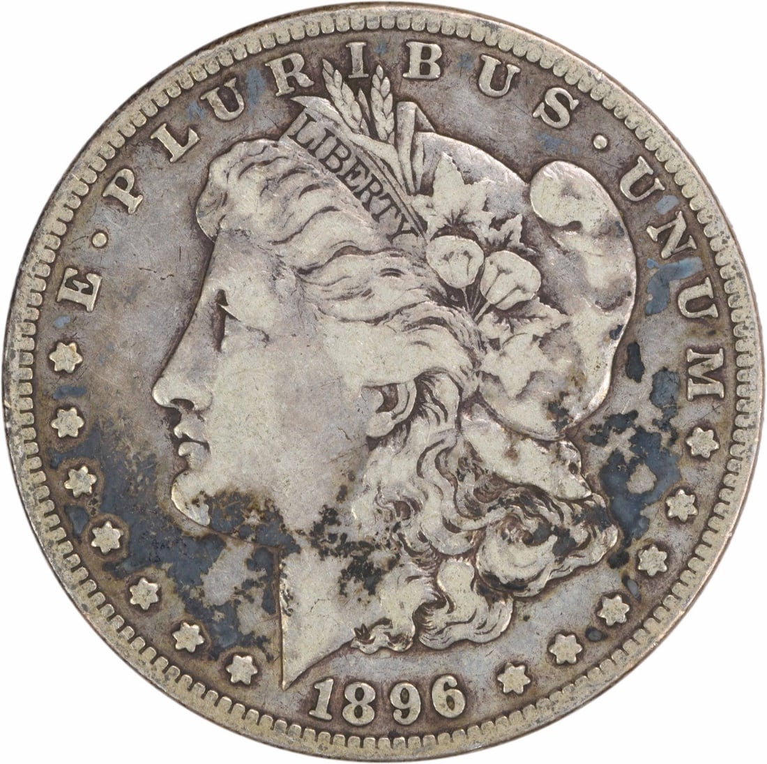 San Francisco Mint 1896 Morgan Dollar VF Grade Uncertified Silver Coin: San Francisco Mint 1896 Morgan Dollar VF Grade Uncertified Silver Coin This is an 1896-S Morgan Silver Dollar struck at the San Francisco Mint. The coin is composed of 90% silver and 10% copper, featu