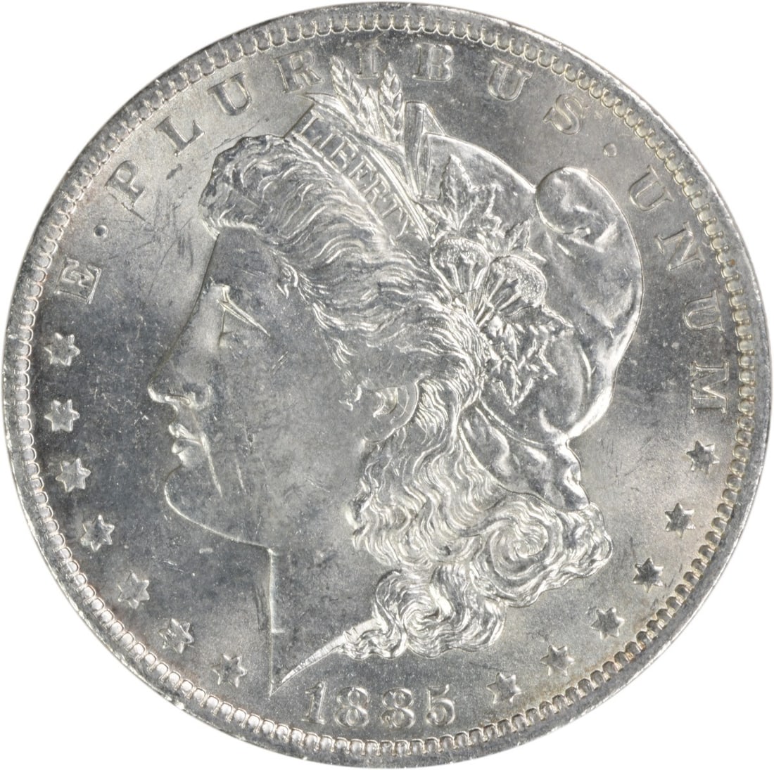 1885-O Morgan Silver Dollar Choice BU Uncertified Silver Coin: 1885-O Morgan Silver Dollar Choice BU Uncertified Silver Coin This 1885-O Morgan Silver Dollar is a striking example of American coinage, featuring uncirculated quality and a beautiful Choice BU grade
