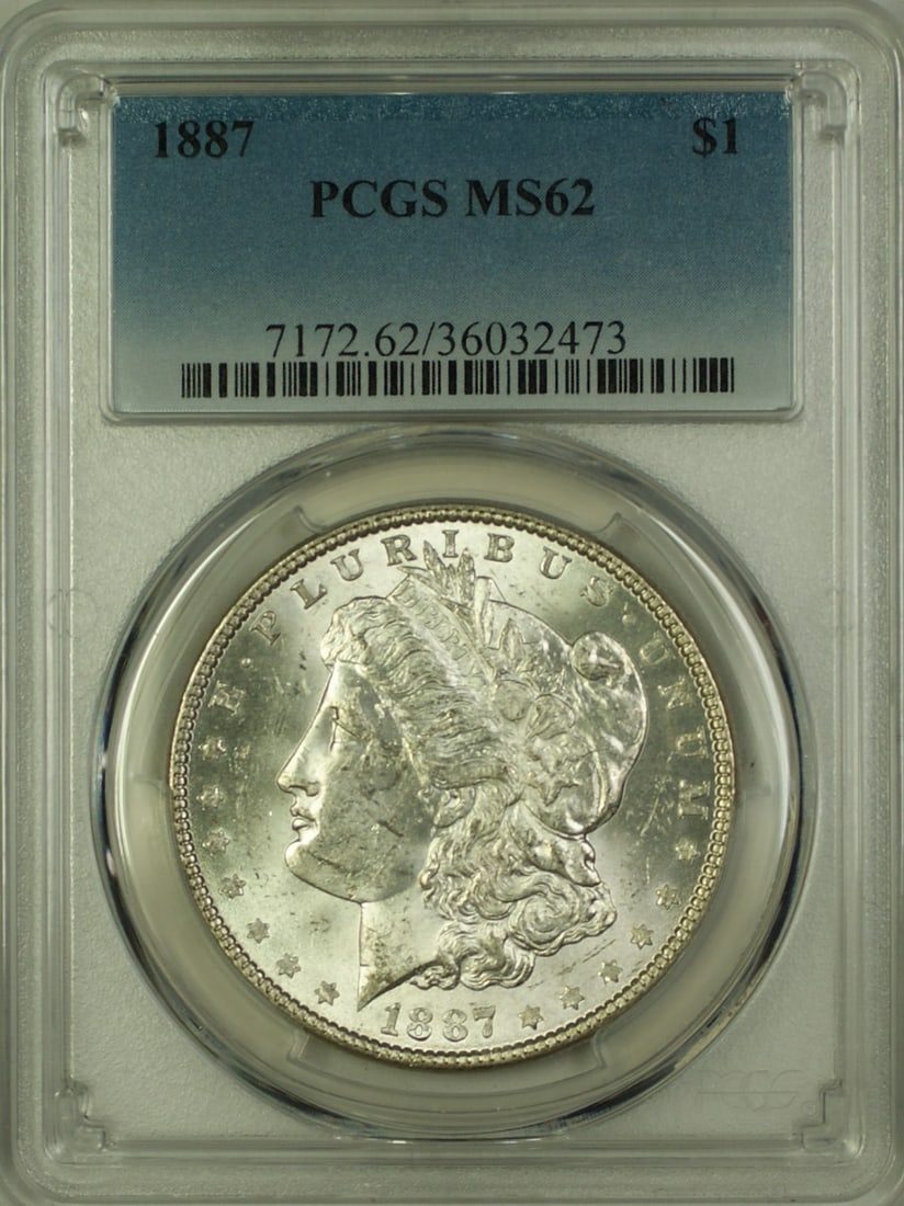 PCGS MS62 1887 Morgan Dollar VAM-11 Silver Coin from Philadelphia: PCGS MS62 1887 Morgan Dollar VAM-11 Silver Coin from Philadelphia This is an 1887 VAM-11 Morgan Silver Dollar from the Philadelphia Mint, certified by PCGS with a grade of MS 62. The coin is composed