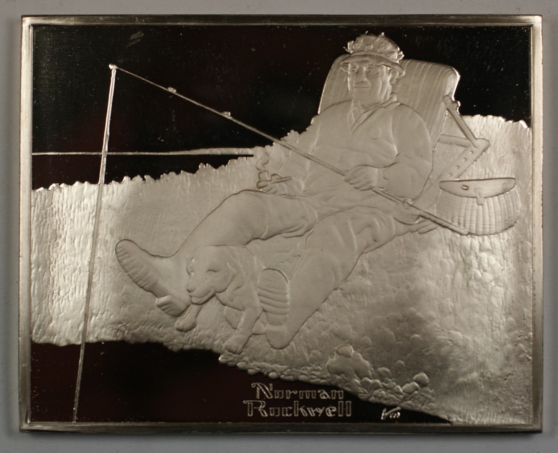 Franklin Mint Sterling Silver Ingot Norman Rockwell Fondest Memories Day Off: Franklin Mint Sterling Silver Ingot Norman Rockwell Fondest Memories Day Off This is a Franklin Mint sterling silver proof ingot featuring Norman Rockwell's 'Fondest Memories Day Off' design. The ingo