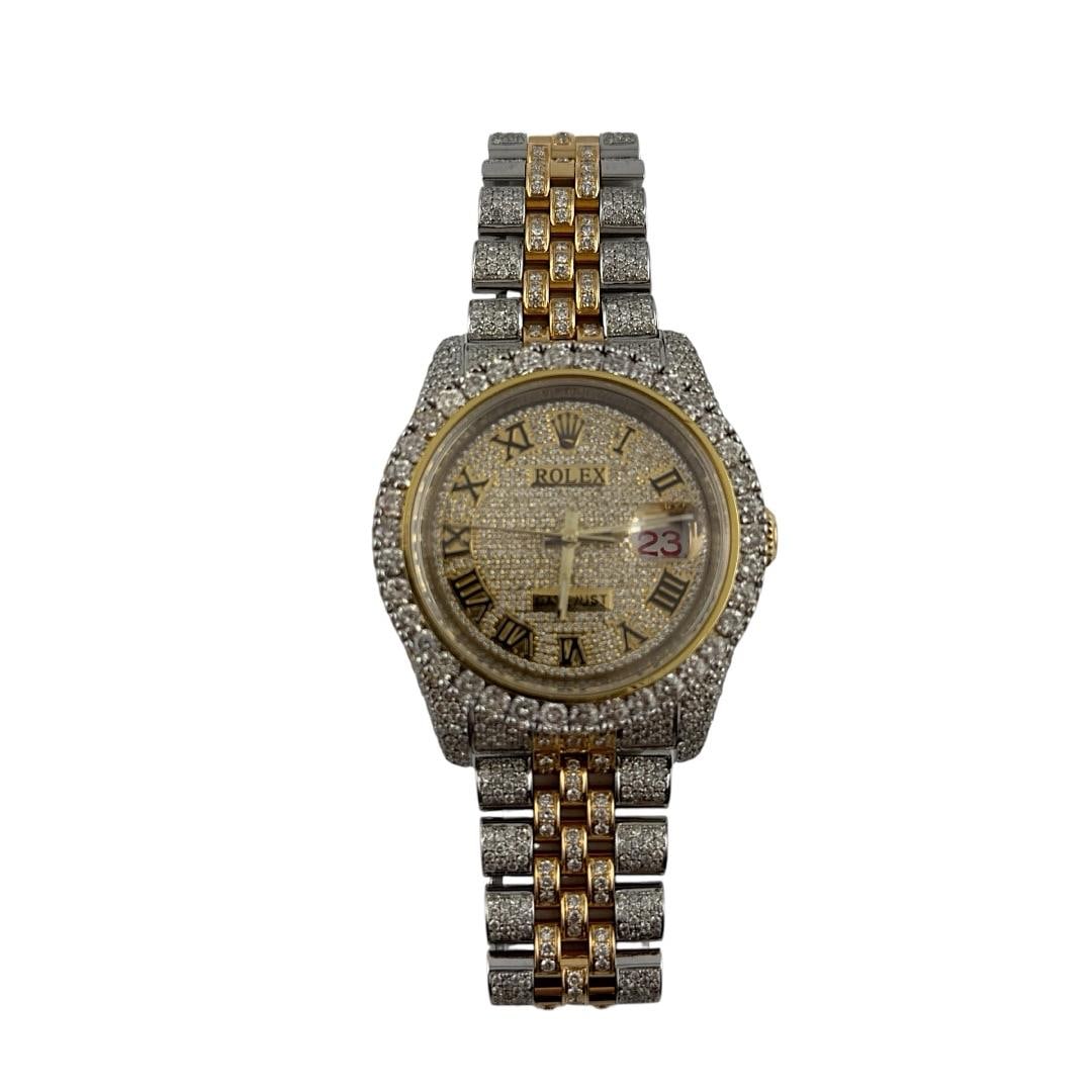 Rolex Datejust Ref 116233 Mens Watch Diamond Roman Dial Jubilee Bracelet Papers 2006: Rolex Datejust Ref 116233 Mens Watch Diamond Roman Dial Jubilee Bracelet Papers 2006 This is a men's Rolex Datejust watch, reference 116233, featuring a diamond Roman dial and a diamond bezel. It come