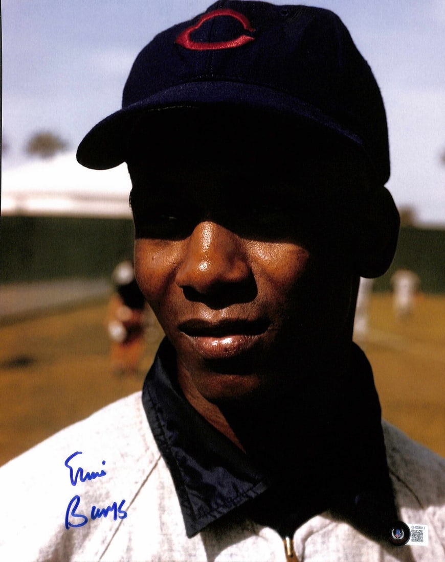 Ernie Banks Signed 11x14 Chicago Cubs Photograph Beckett Certified: Ernie Banks Signed 11x14 Chicago Cubs Photograph Beckett Certified This striking 11x14 photograph captures the legendary Ernie Banks, a Hall of Fame player for the Chicago Cubs, in vivid detail. Signe