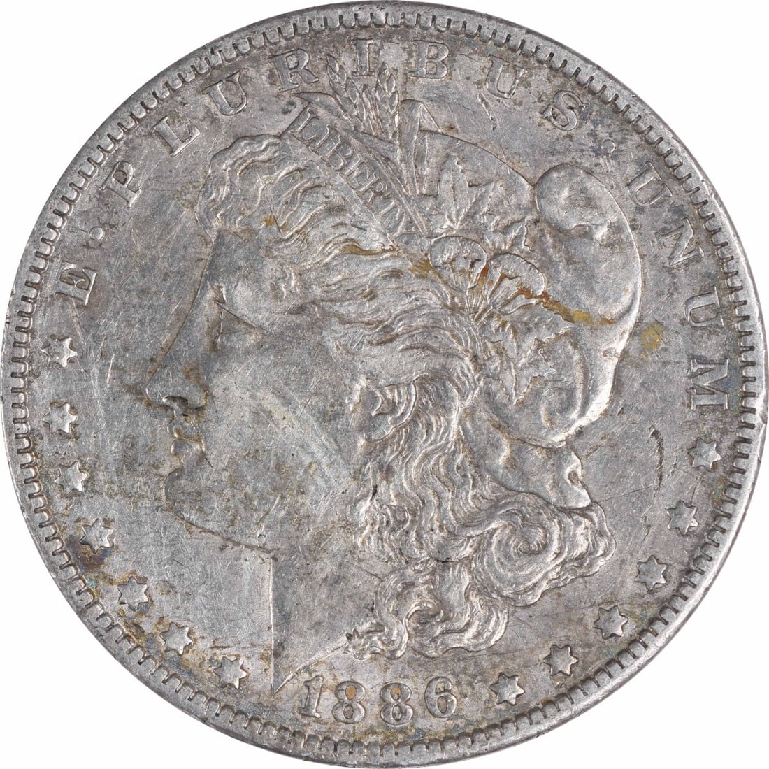 Uncertified 1886-O Morgan Dollar XF 90 Percent Silver New Orleans Mint: Uncertified 1886-O Morgan Dollar XF 90 Percent Silver New Orleans Mint This is an 1886-O Morgan Silver Dollar from the United States, minted in New Orleans. The coin is composed of 90% silver and 10%