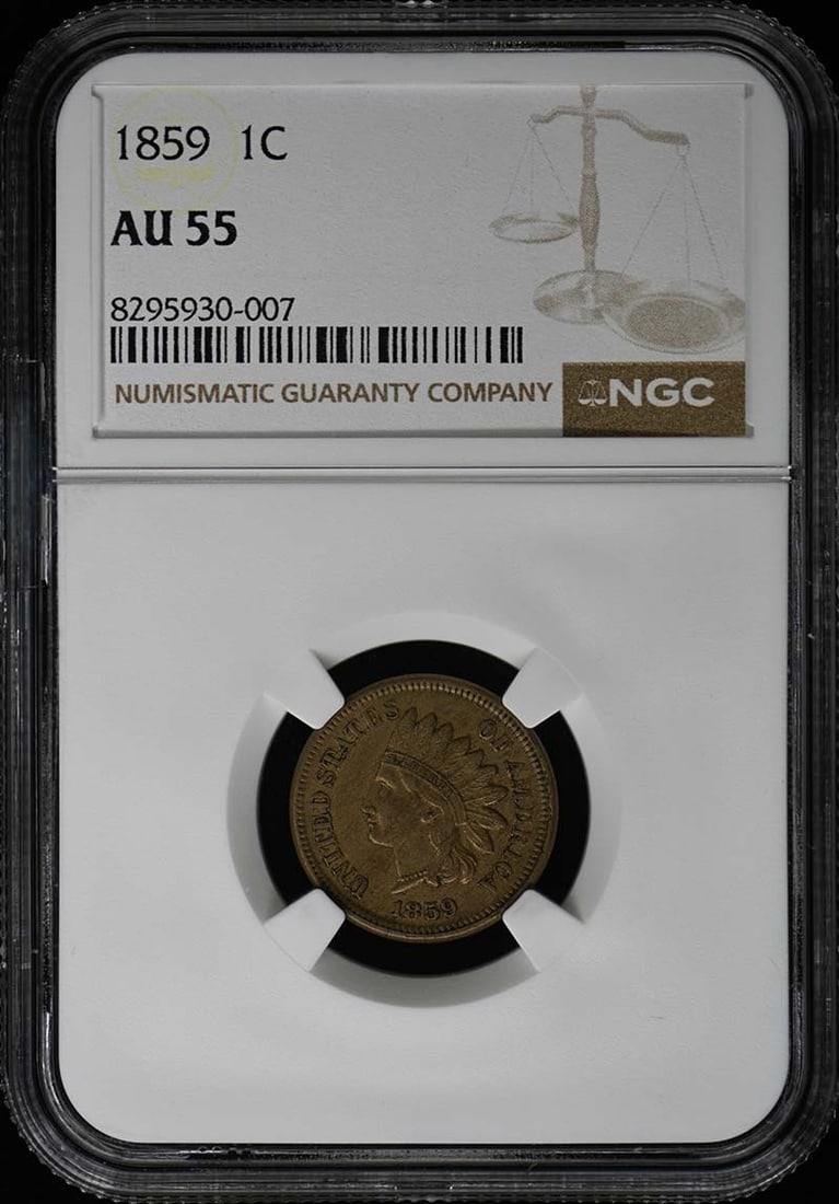 1859 NGC AU55 Copper-Nickel Indian Cent Philadelphia Mint (1 of 4)
