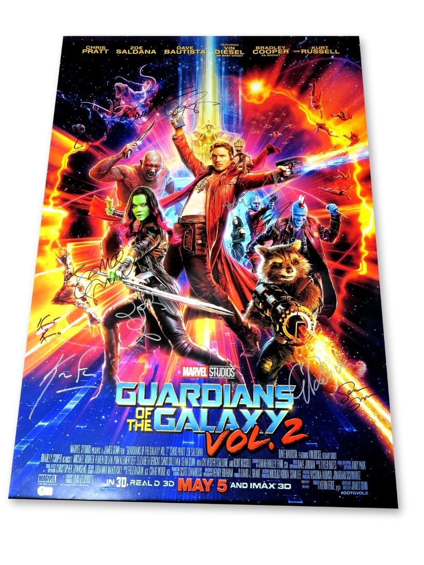Guardians of the Galaxy V2 Autographed 27x40 Poster by Pratt Saldana Bautista Russell +8 Beckett (1 of 5)