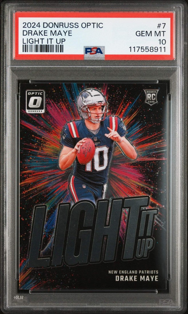 PSA 10 2024 Donruss Optic Drake Maye Light It Up Rookie Football Card (1 of 2)