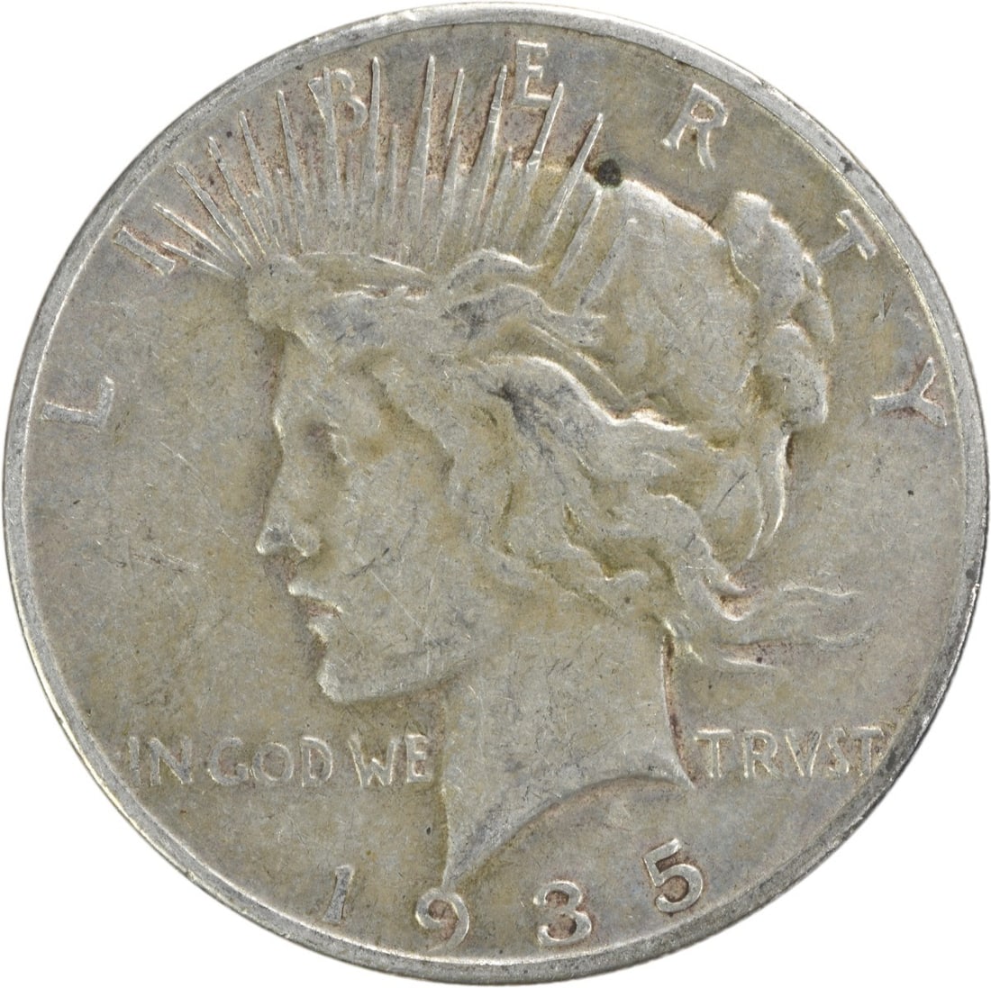 1935-S Peace Silver Dollar 90% Silver VF Coin by Anthony de Francisci: 1935-S Peace Silver Dollar 90% Silver VF Coin by Anthony de Francisci This 1935-S Peace Silver Dollar is a captivating piece of American numismatic history. Struck at the San Francisco Mint, this coin