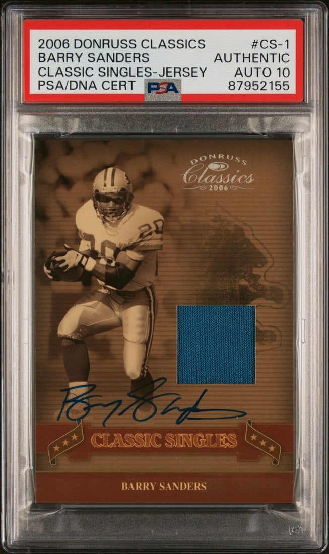 2006 Donruss Classics Barry Sanders Signed Jersey Card PSA CS-1 (1 of 2)
