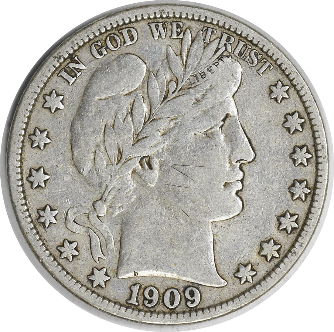 1909-S Barber Silver Half Inverted Mint Mark 50C Uncertified Coin: 1909-S Barber Silver Half Inverted Mint Mark 50C Uncertified Coin This 1909-S Barber Silver Half Dollar features an inverted mint mark and is classified as Choice VF (Very Fine) condition. The coin, d