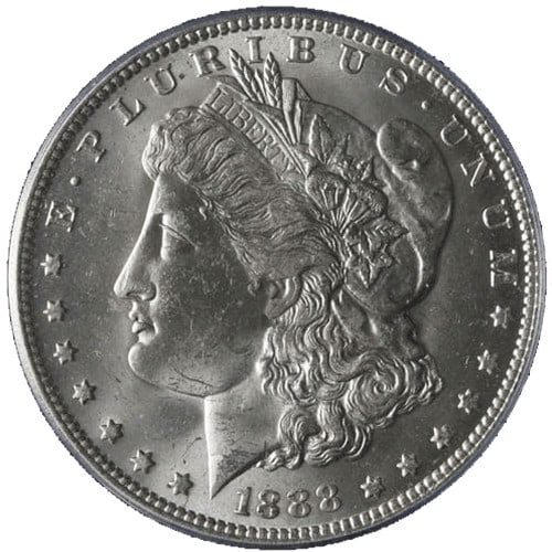 1888-O Morgan Silver Dollar PCGS MS64 Blast White Uncirculated: 1888-O Morgan Silver Dollar PCGS MS64 Blast White Uncirculated This stunning 1888-O Morgan Silver Dollar is certified by PCGS with a grade of MS64, showcasing impressive luster and a striking, blast w