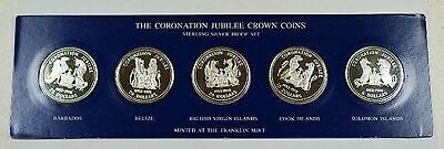 1978 Sterling Silver Five Coin Proof Set in Original Sealed Box: 1978 Sterling Silver Five Coin Proof Set in Original Sealed Box This is a 1978 Coronation Jubilee Crown Coin Proof Set featuring five sterling silver coins from Barbados, Belize, British Virgin Island