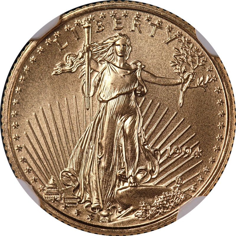 1994 Gold American Eagle $5 Coin NGC MS70 Brown Label Certified (1 of 4)