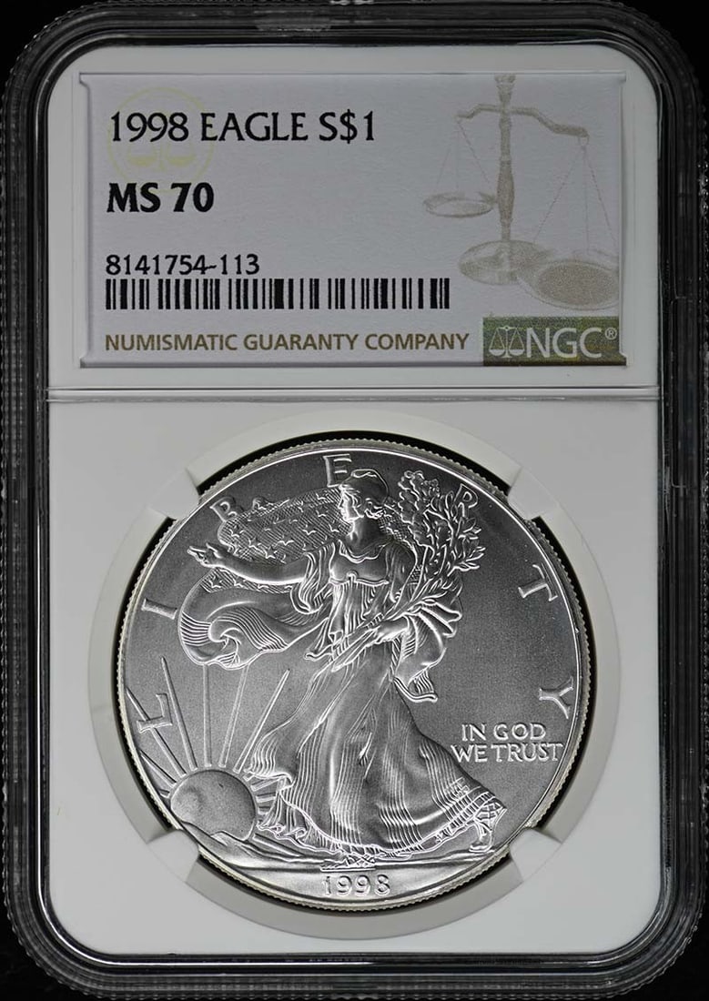 1998 Eagle Silver Dollar MS70 NGC Certified Coin (1 of 2)