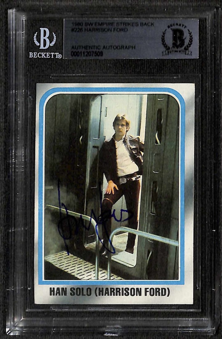 1980 Topps Star Wars Empire Strikes Back Card 226 Signed by Harrison Ford BAS: 1980 Topps Star Wars Empire Strikes Back Card 226 Signed by Harrison Ford BAS This is an original 1980 Topps Star Wars The Empire Strikes Back non-sport trading card, card number 226, featuring Han So
