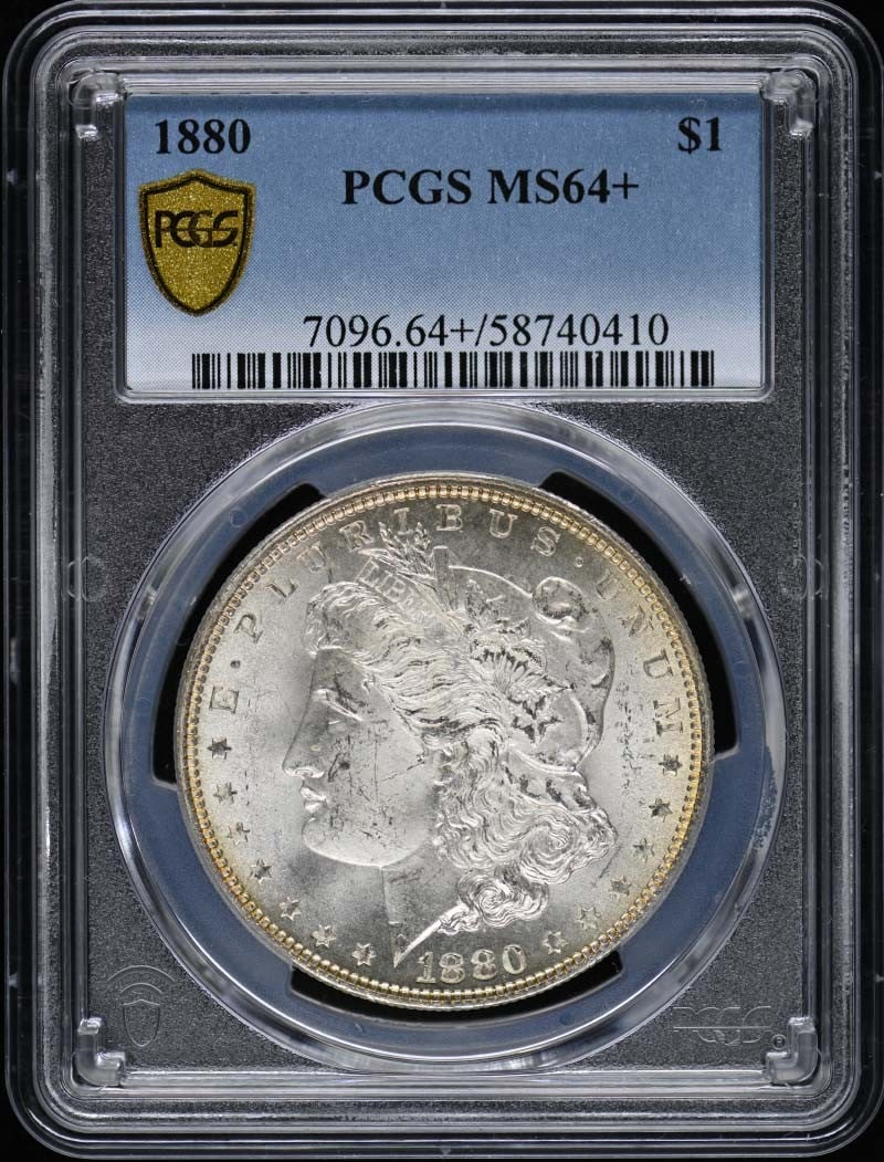 1880 Morgan Dollar PCGS MS64+ Uncirculated Philadelphia Mint: 1880 Morgan Dollar PCGS MS64+ Uncirculated Philadelphia Mint This 1880 Morgan Dollar is certified by PCGS with a grade of MS64+. It is an uncirculated coin that was minted in Philadelphia, showcasing