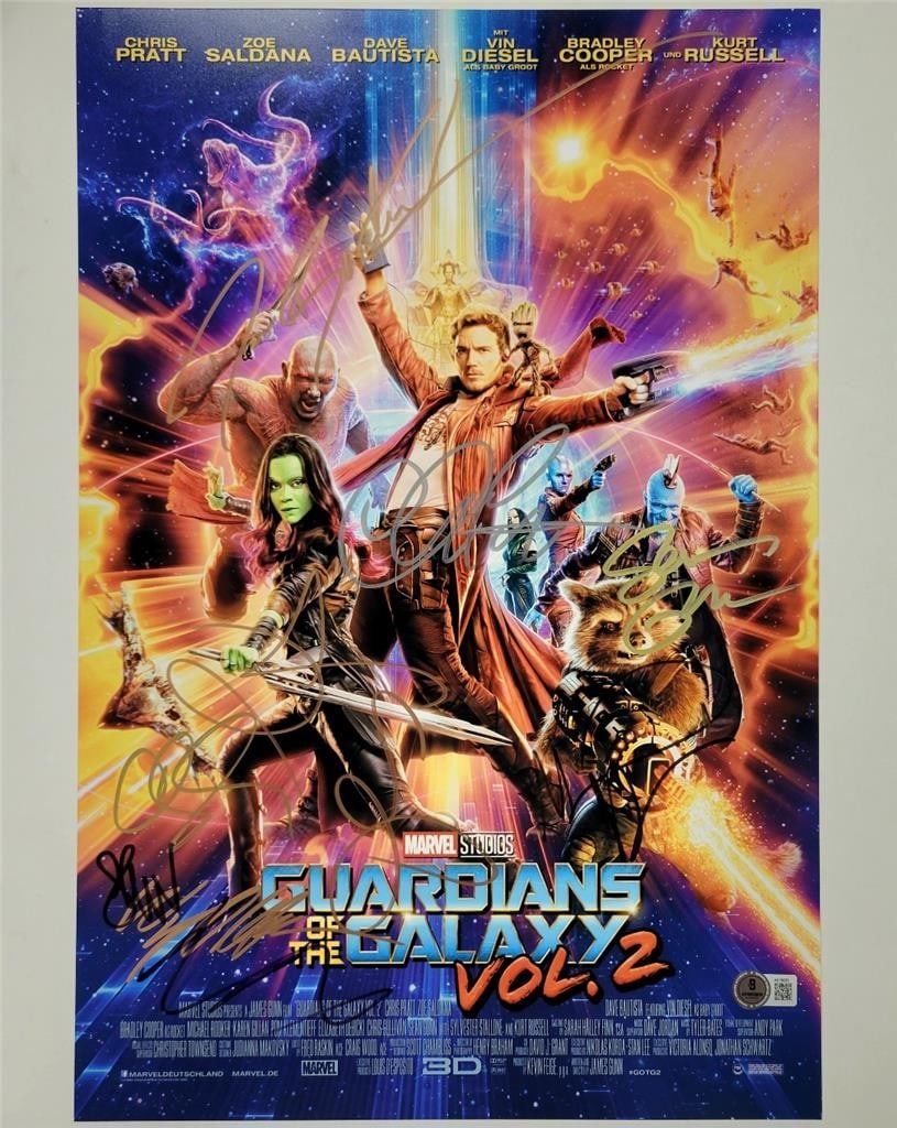 Guardians of the Galaxy Cast Signed 12x18 Photo Beckett Authenticated (1 of 7)