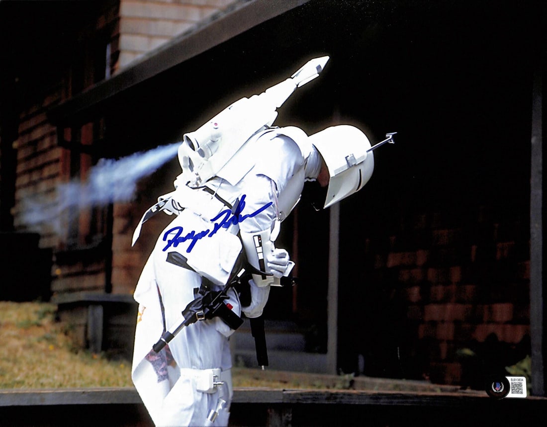 Duwayne Dunham Signed Boba Fett Concept 11x14 Photo Beckett Certified: Duwayne Dunham Signed Boba Fett Concept 11x14 Photo Beckett Certified This is an autographed 11x14 photograph of Duwayne Dunham, who portrayed the concept character Boba Fett during the San Anselmo, C